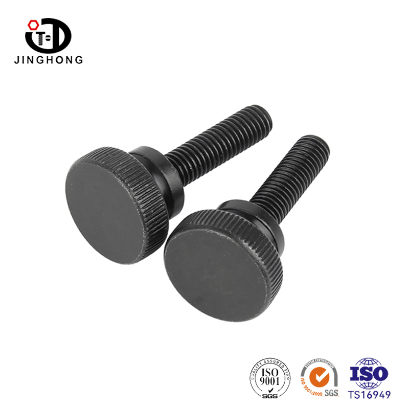 Tornillo moleteado negro de cúpula alta