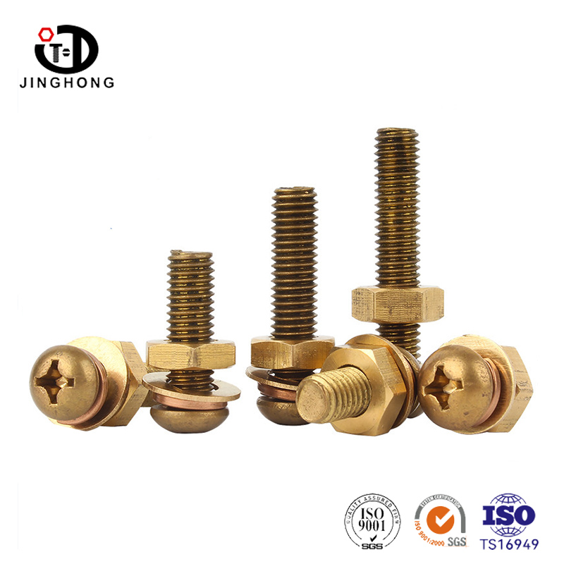 Tornillos y tuercas de cabeza cruzada de latón y tuercas