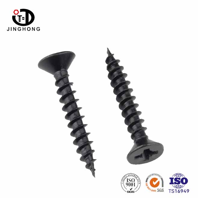Tornillos de madera negra de la cabeza plana de Phillips